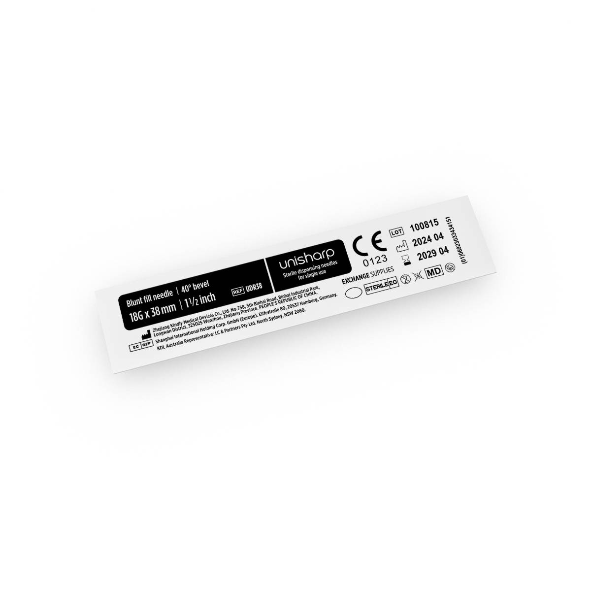 Unisharp 18G Röd Trubbig Nål