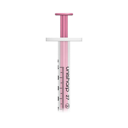 1 ml 0,5 tum 27 g rosa Unisharp spruta och nål u100