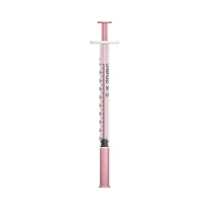 1 ml 0,5 tum 30 g rosa Unisharp spruta och nål u100