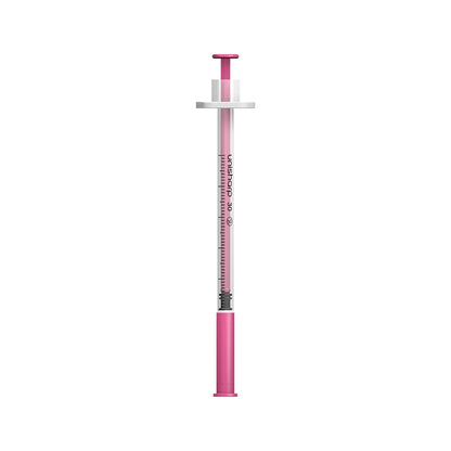 0,5 ml 0,5 tum 30 g rosa Unisharp spruta och nål u100