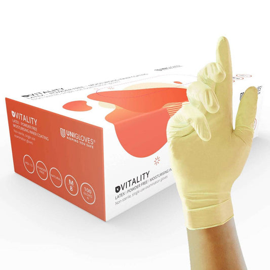 Unigloves Vitality Latex Handskar Fuktgivande innerbeläggning
